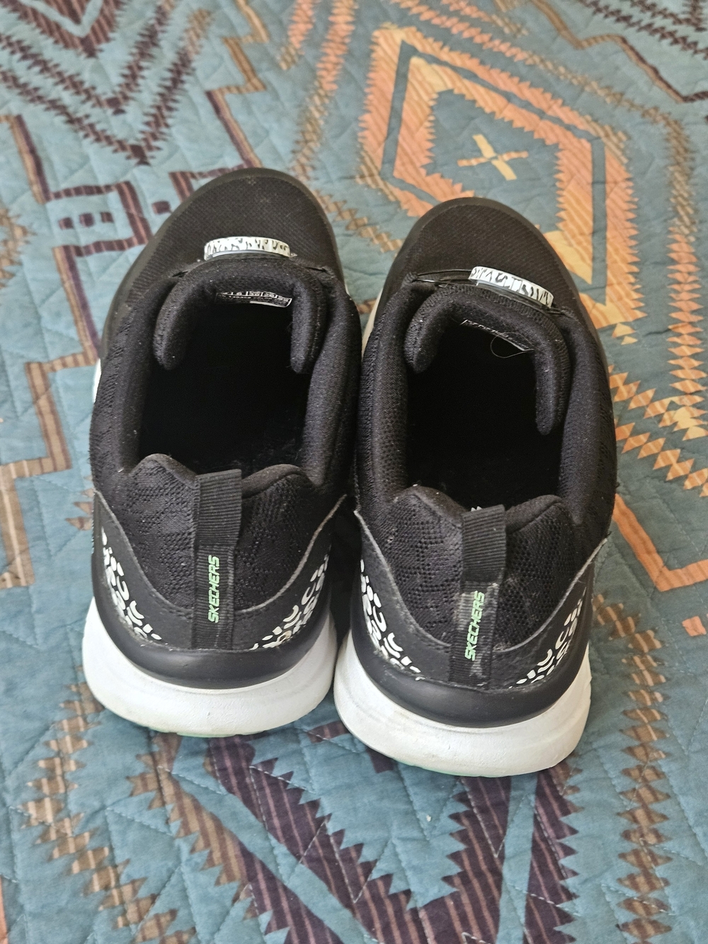 Skechers Black and White Casual Slip-On Sneakers - Picture 2 of 7